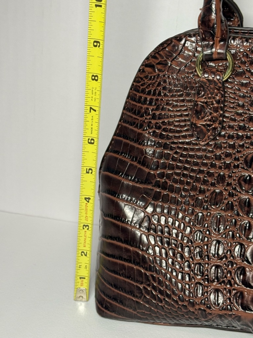 Liz Claiborne Brown Croc Embossed Satchel Handbag Faux Alligator Purse - Picture 11 of 14